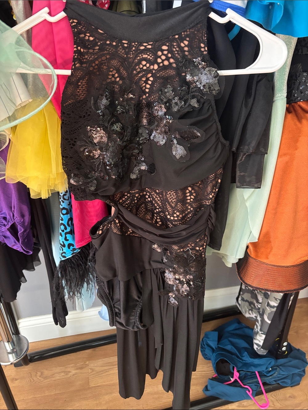Black Lace Sequin Evening Dress - Elegant Women's Dress